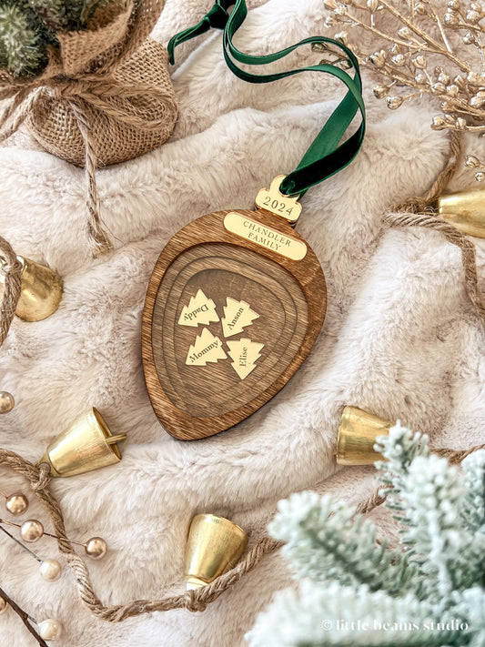 Personalized Family Christmas Shaker Ornament - Almond